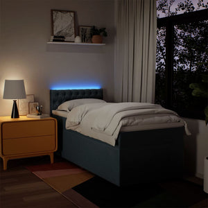 Κρεβάτι Boxspring με Στρώμα Μπλε 100 x 200 εκ. Υφασμάτινο - Pakobazaar