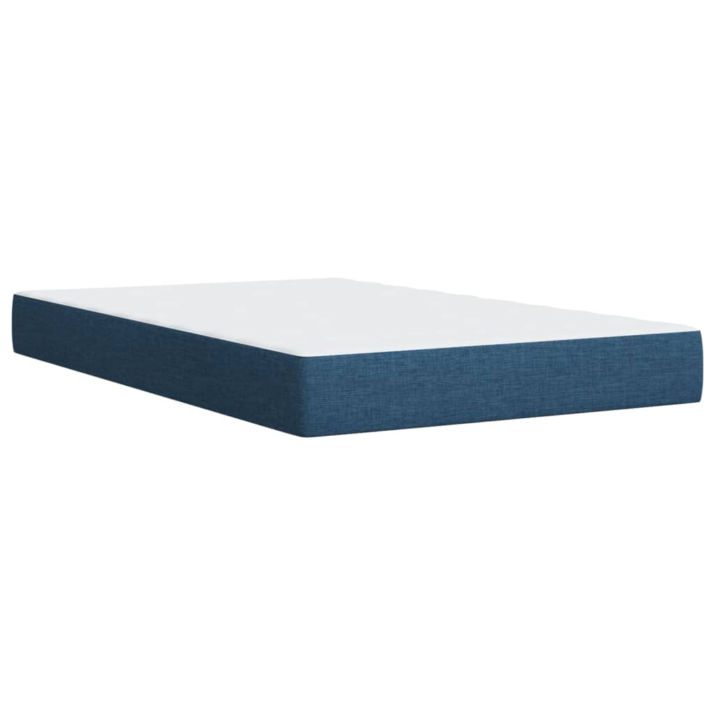 Κρεβάτι Boxspring με Στρώμα Μπλε 100 x 200 εκ. Υφασμάτινο - Pakobazaar