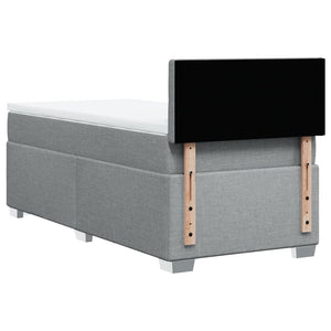 Κρεβάτι Boxspring με Στρώμα Ανοιχτό Γκρι 100x200 εκ. Υφασμάτινο - Pakobazaar