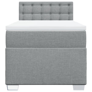 Κρεβάτι Boxspring με Στρώμα Ανοιχτό Γκρι 100x200 εκ. Υφασμάτινο - Pakobazaar