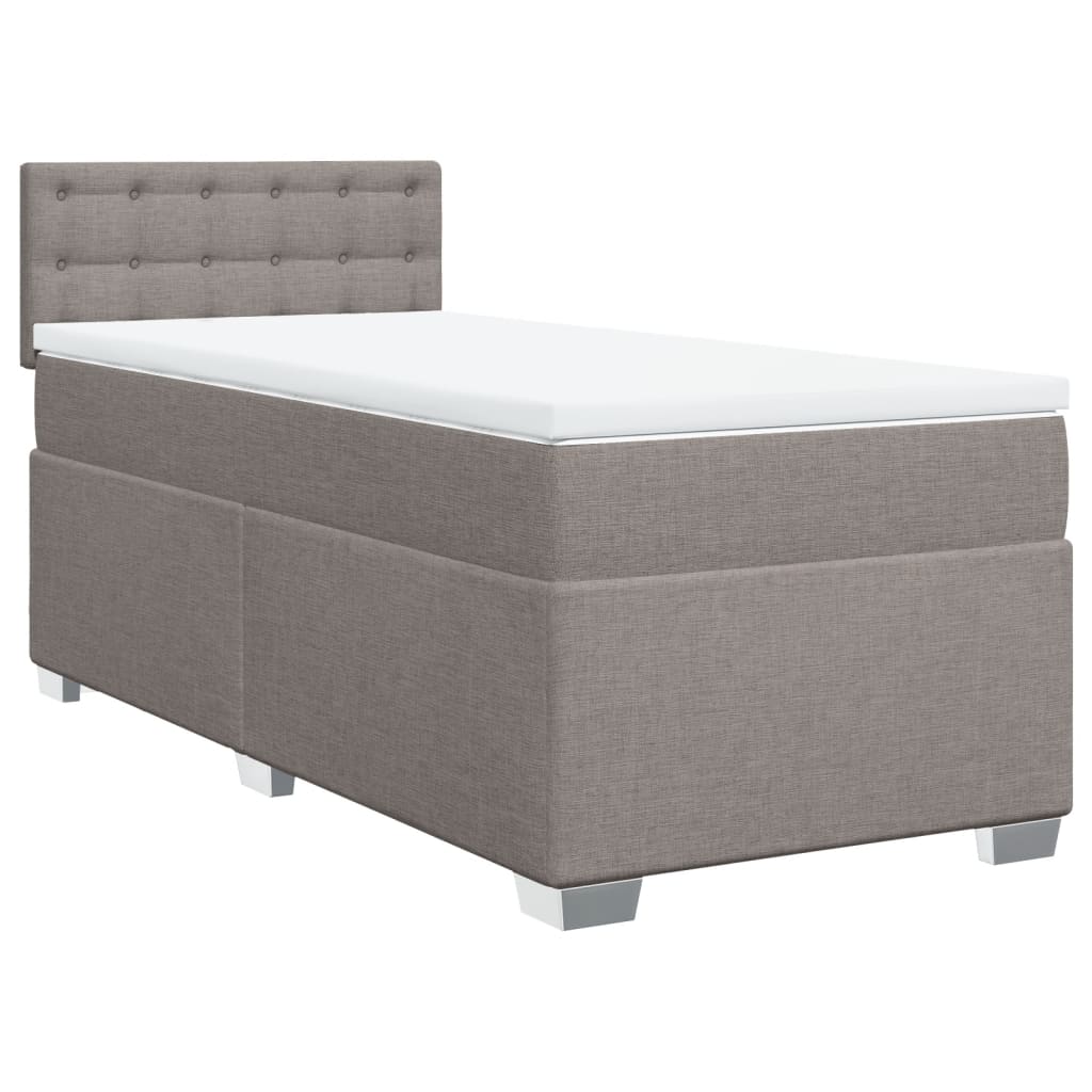 Κρεβάτι Boxspring με Στρώμα Taupe 100 x 200 εκ. Υφασμάτινο - Pakobazaar