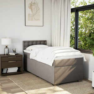 Κρεβάτι Boxspring με Στρώμα Taupe 100 x 200 εκ. Υφασμάτινο - Pakobazaar