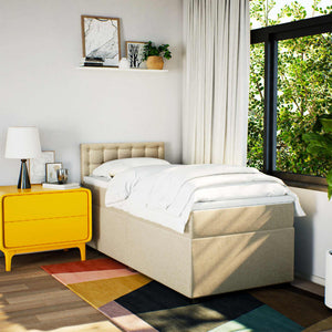 Κρεβάτι Boxspring με Στρώμα Κρεμ 100 x 200 εκ. Υφασμάτινο