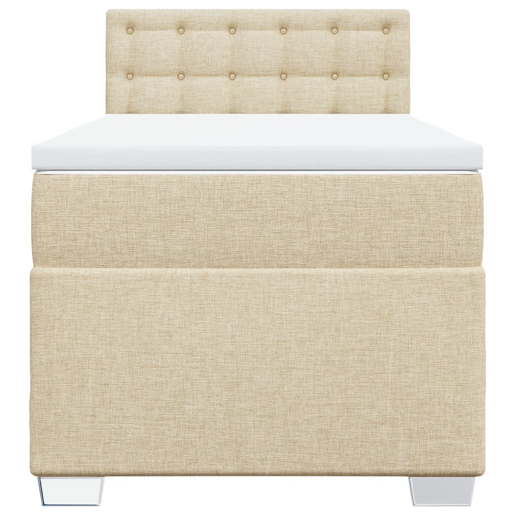 Κρεβάτι Boxspring με Στρώμα Κρεμ 100 x 200 εκ. Υφασμάτινο
