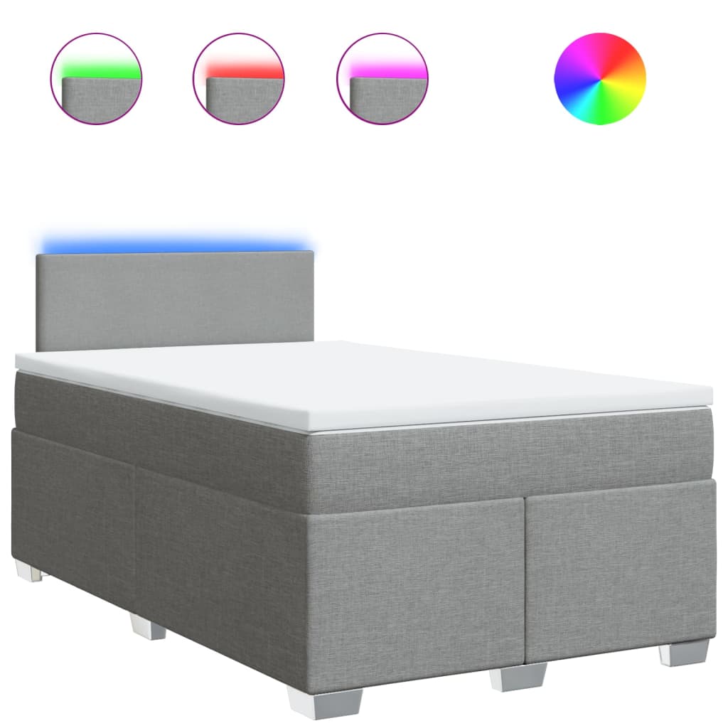 Κρεβάτι Boxspring με Στρώμα Ανοιχτό Γκρι 120x190 εκ. Υφασμάτινο