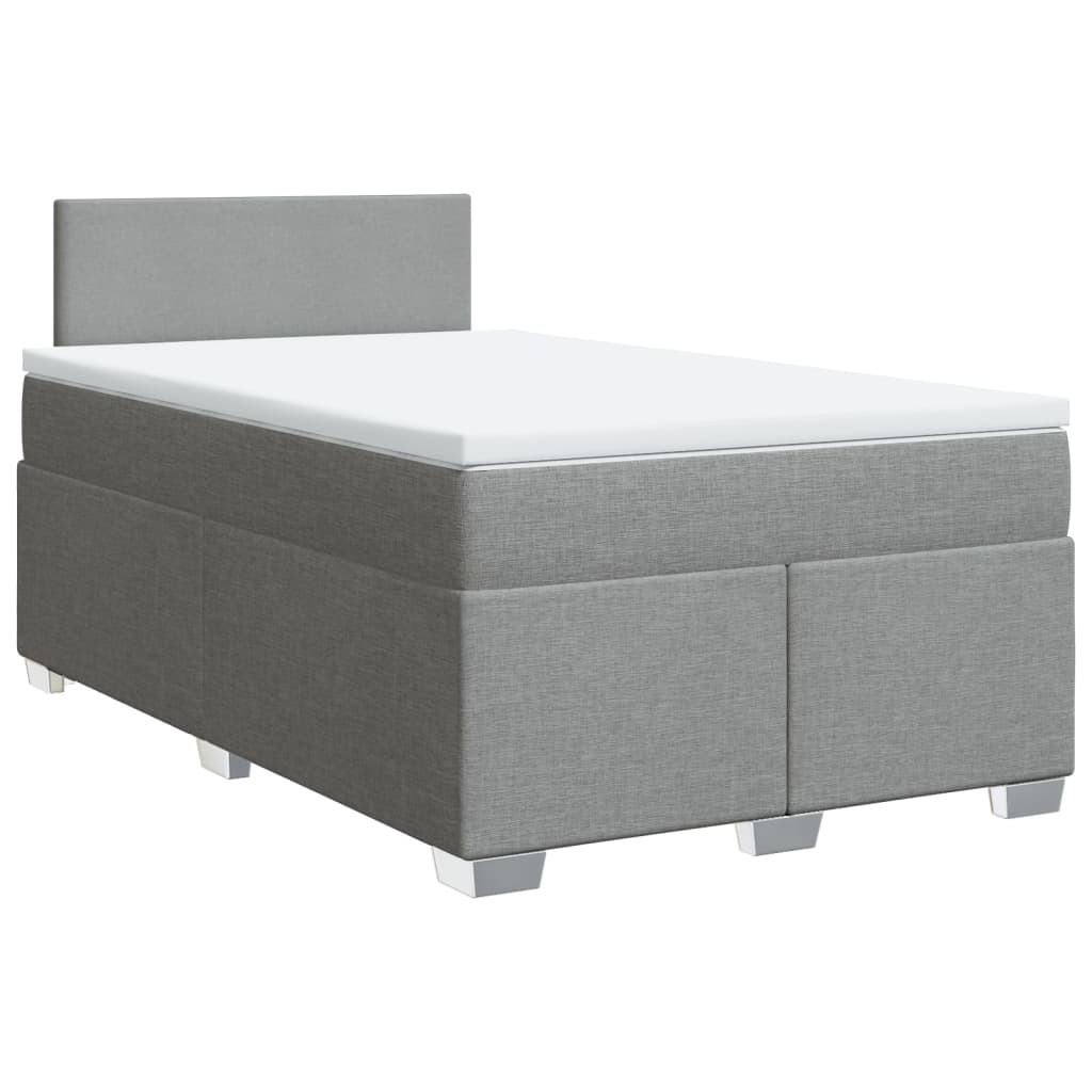 Κρεβάτι Boxspring με Στρώμα Ανοιχτό Γκρι 120x190 εκ. Υφασμάτινο