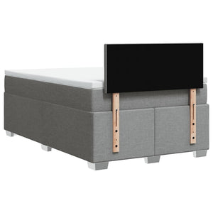 Κρεβάτι Boxspring με Στρώμα Ανοιχτό Γκρι 120x190 εκ. Υφασμάτινο
