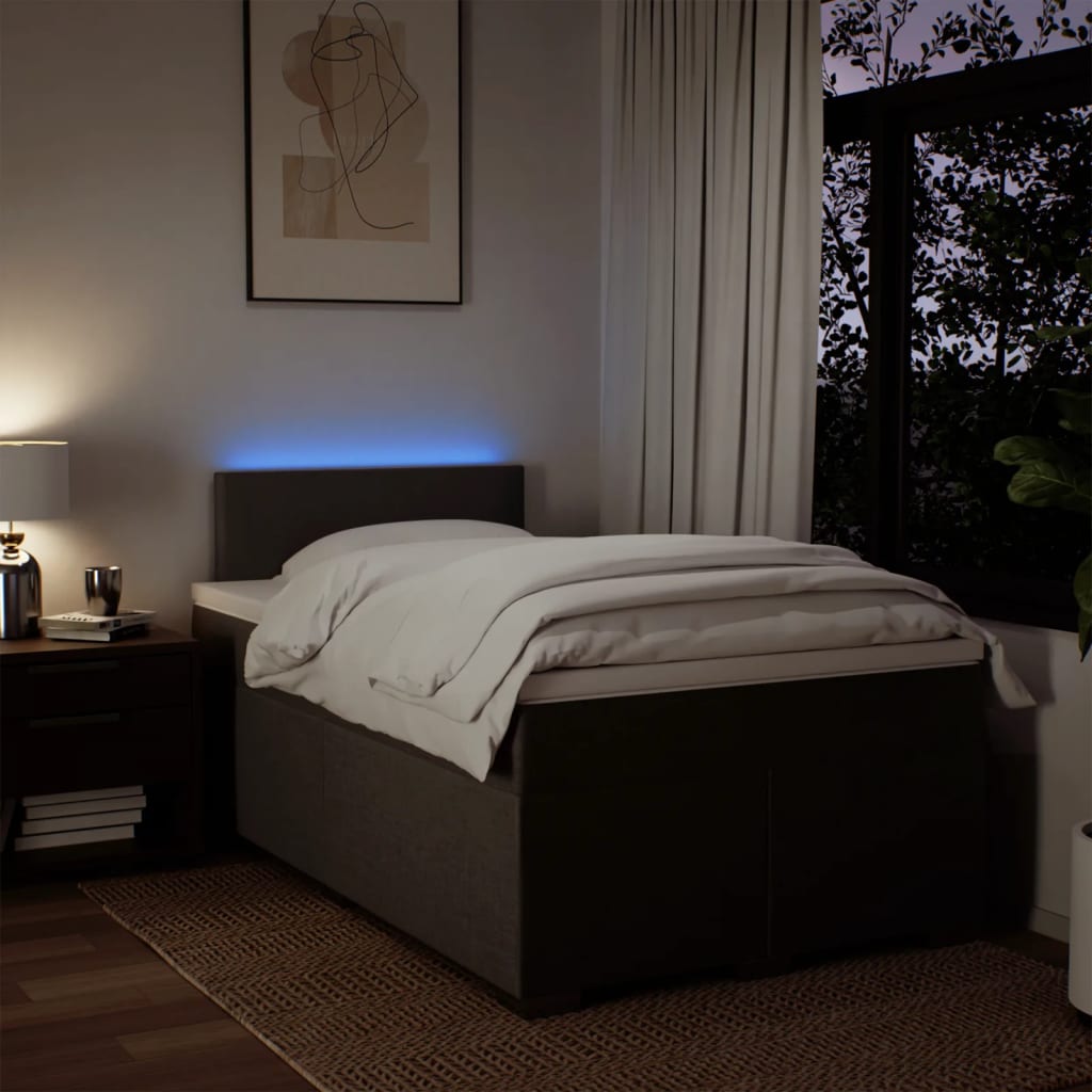 Κρεβάτι Boxspring με Στρώμα Ανοιχτό Γκρι 120x190 εκ. Υφασμάτινο