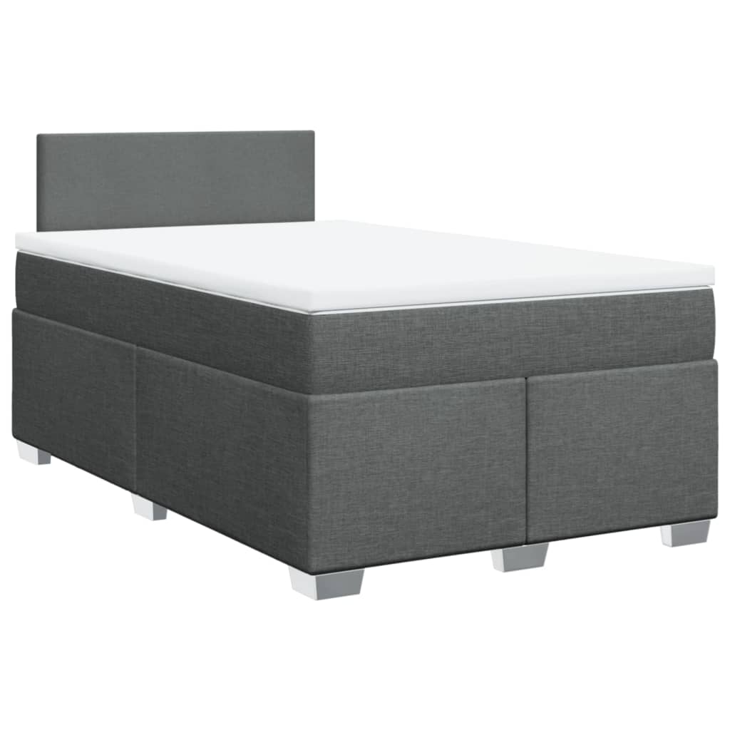 Κρεβάτι Boxspring με Στρώμα Σκούρο Γκρι 120x190 εκ Υφασμάτινο - Pakobazaar