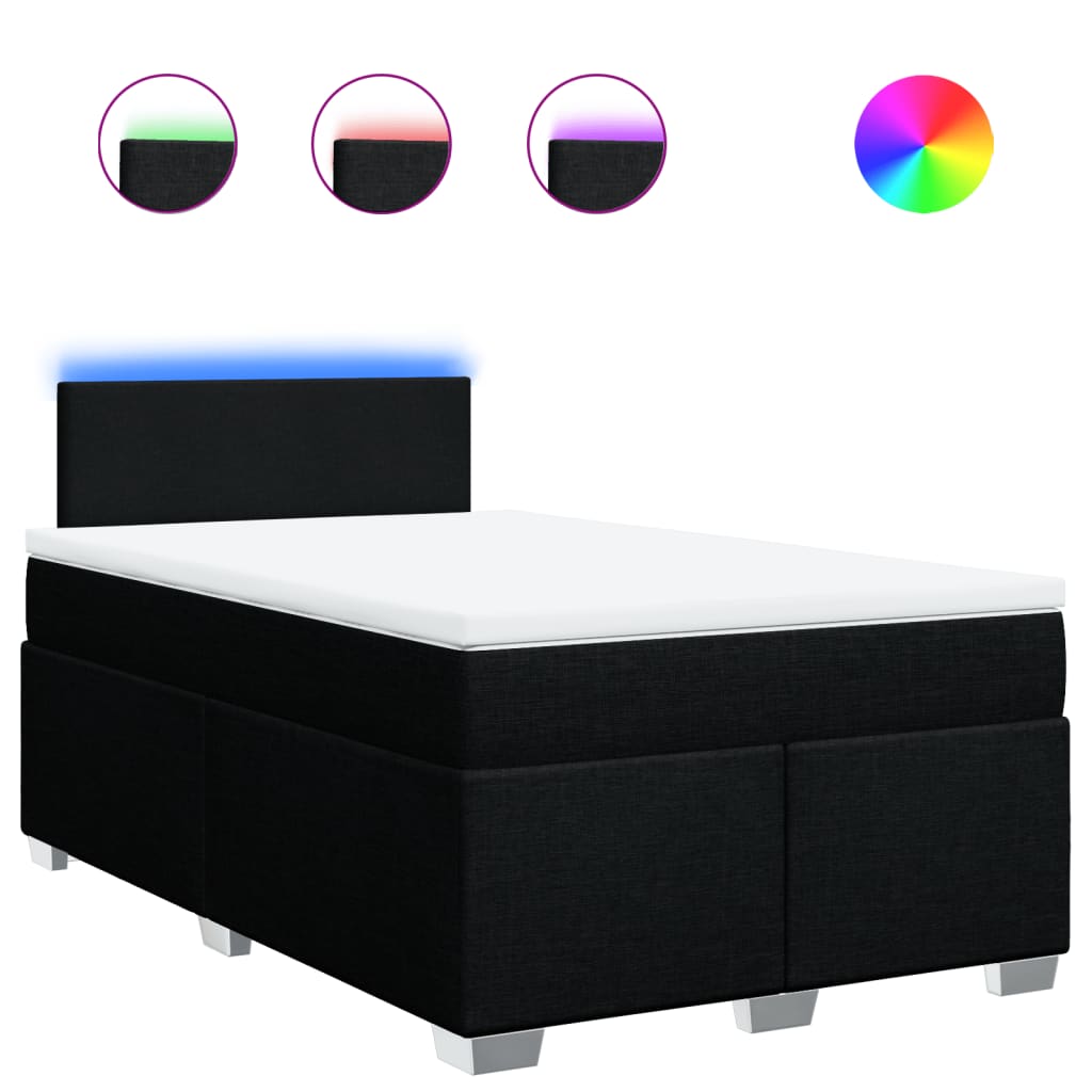 Κρεβάτι Boxspring με Στρώμα Μαύρο 120x190 εκ. Υφασμάτινο - Pakobazaar