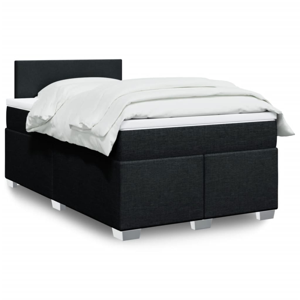 Κρεβάτι Boxspring με Στρώμα Μαύρο 120x190 εκ. Υφασμάτινο - Pakobazaar