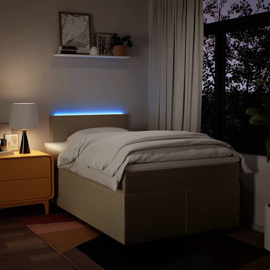 Κρεβάτι Boxspring με Στρώμα Κρεμ 120x190 εκ. Υφασμάτινο
