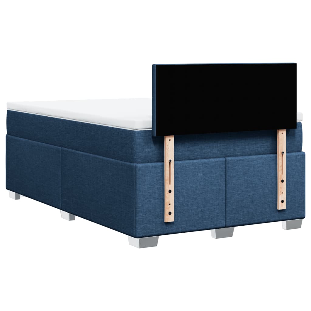 Κρεβάτι Boxspring με Στρώμα Μπλε 120x190 εκ. Υφασμάτινο - Pakobazaar