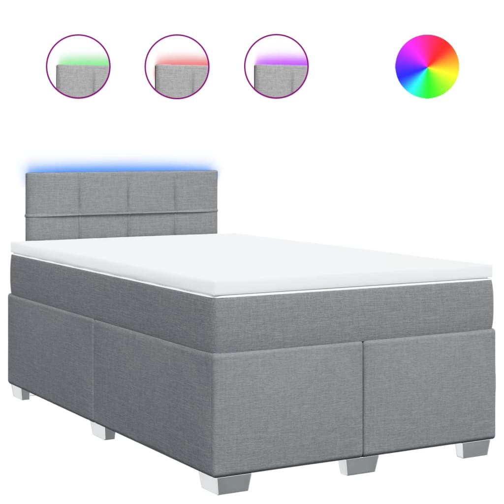 Κρεβάτι Boxspring με Στρώμα Ανοιχτό Γκρι 120x190 εκ. Υφασμάτινο