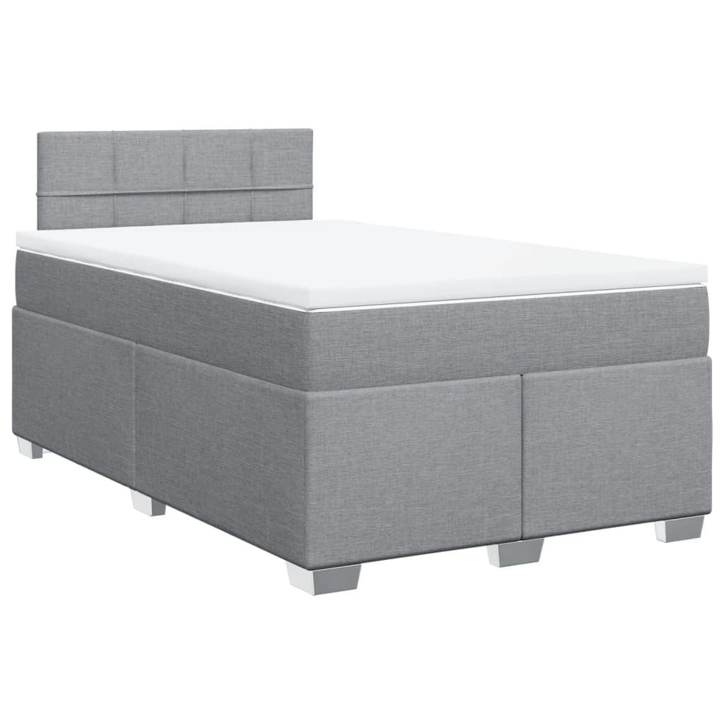 Κρεβάτι Boxspring με Στρώμα Ανοιχτό Γκρι 120x190 εκ. Υφασμάτινο