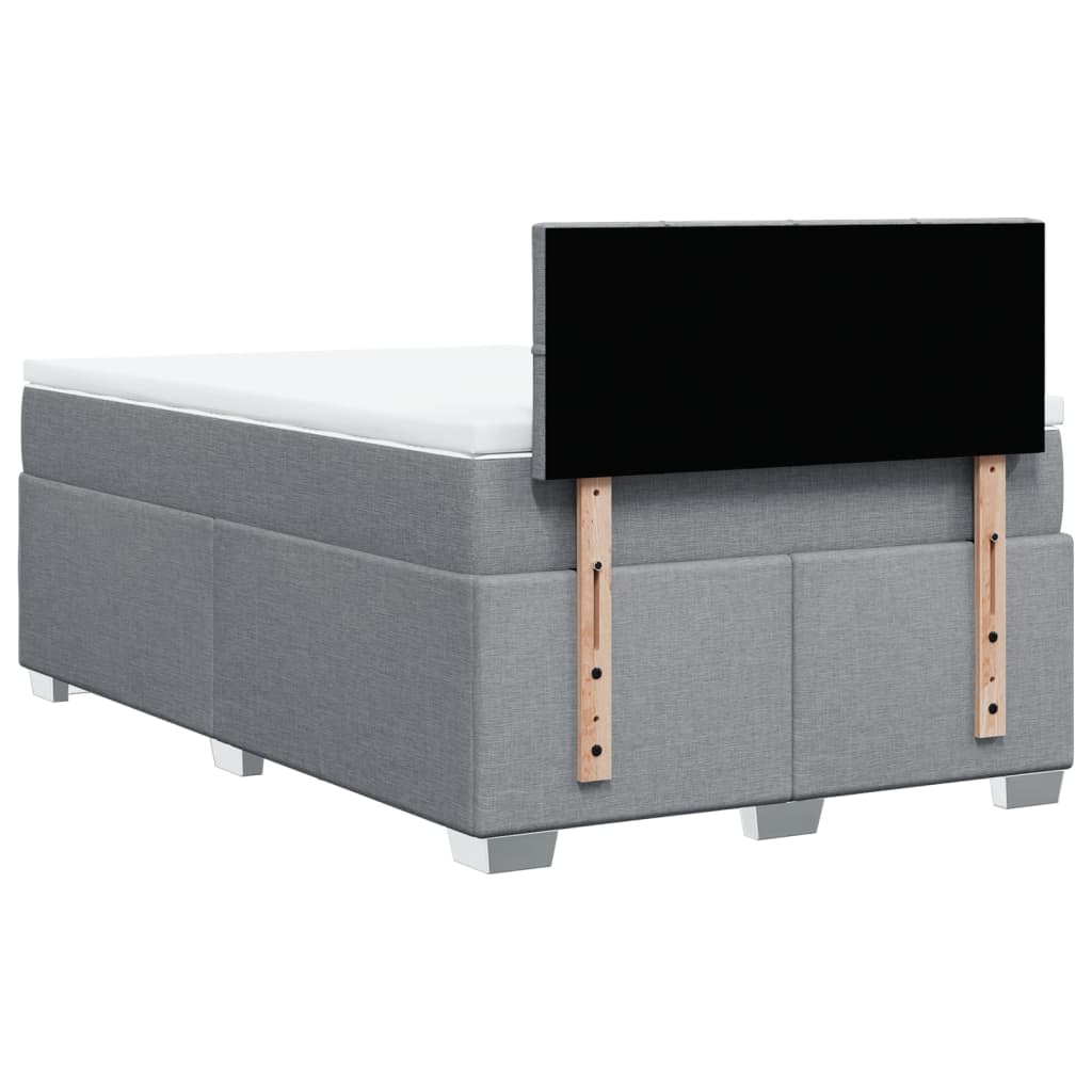 Κρεβάτι Boxspring με Στρώμα Ανοιχτό Γκρι 120x190 εκ. Υφασμάτινο