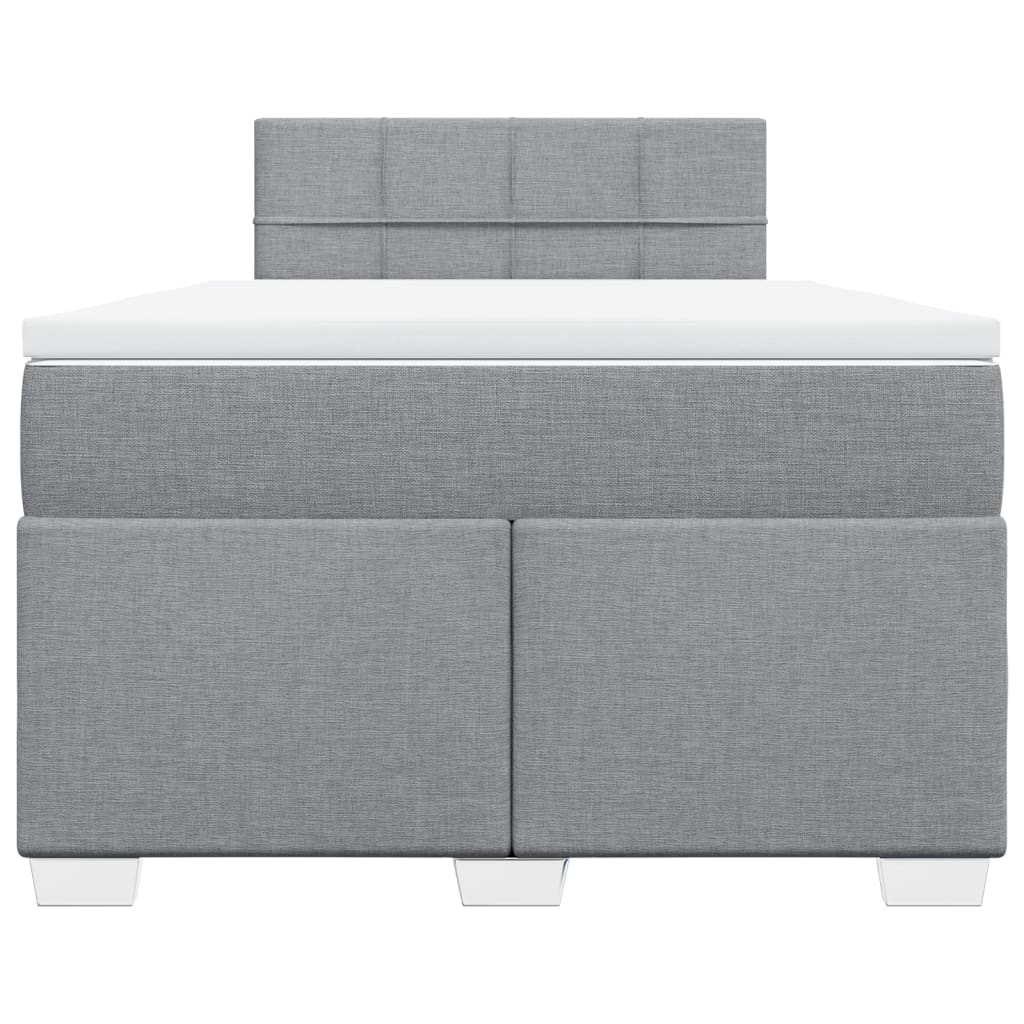 Κρεβάτι Boxspring με Στρώμα Ανοιχτό Γκρι 120x190 εκ. Υφασμάτινο