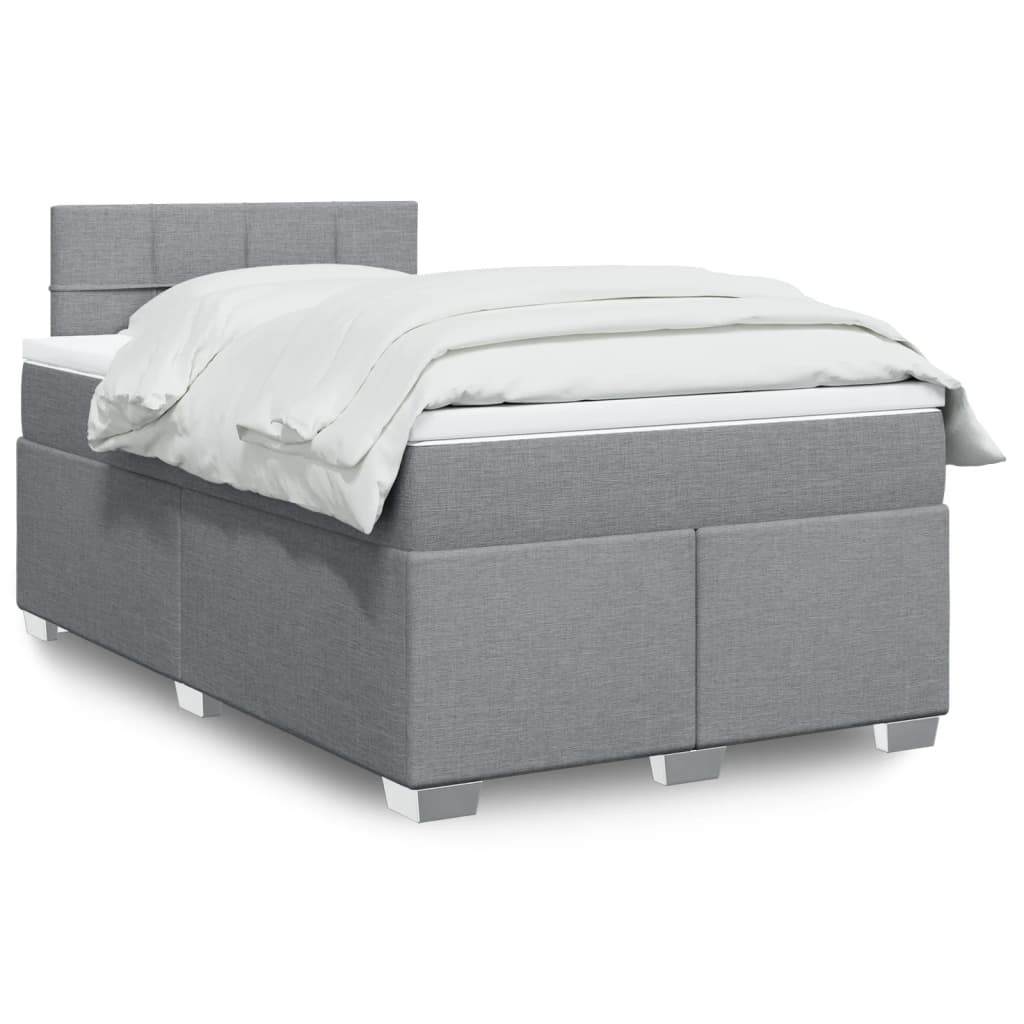 Κρεβάτι Boxspring με Στρώμα Ανοιχτό Γκρι 120x190 εκ. Υφασμάτινο