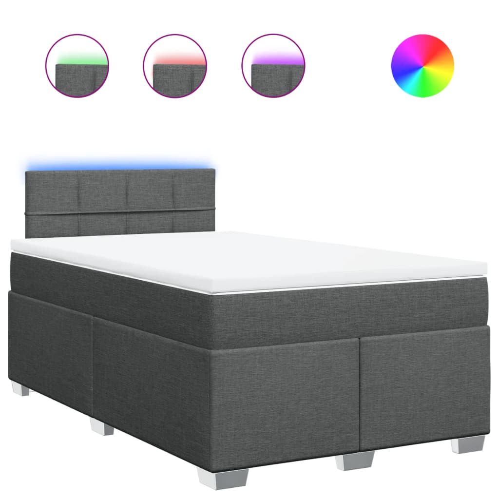 Κρεβάτι Boxspring με Στρώμα Σκούρο Γκρι 120x190 εκ Υφασμάτινο - Pakobazaar
