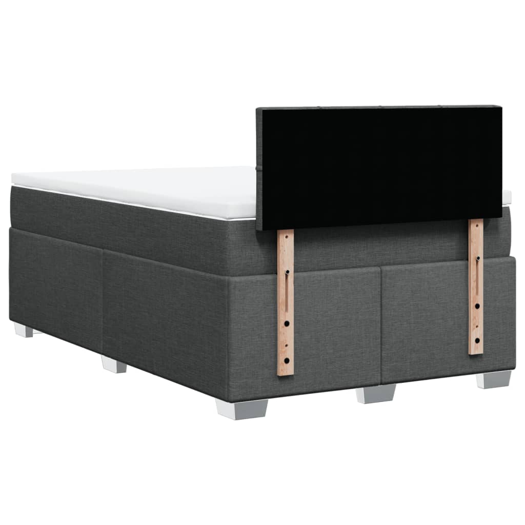 Κρεβάτι Boxspring με Στρώμα Σκούρο Γκρι 120x190 εκ Υφασμάτινο - Pakobazaar