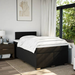 Κρεβάτι Boxspring με Στρώμα Μαύρο 120x190 εκ. Υφασμάτινο - Pakobazaar