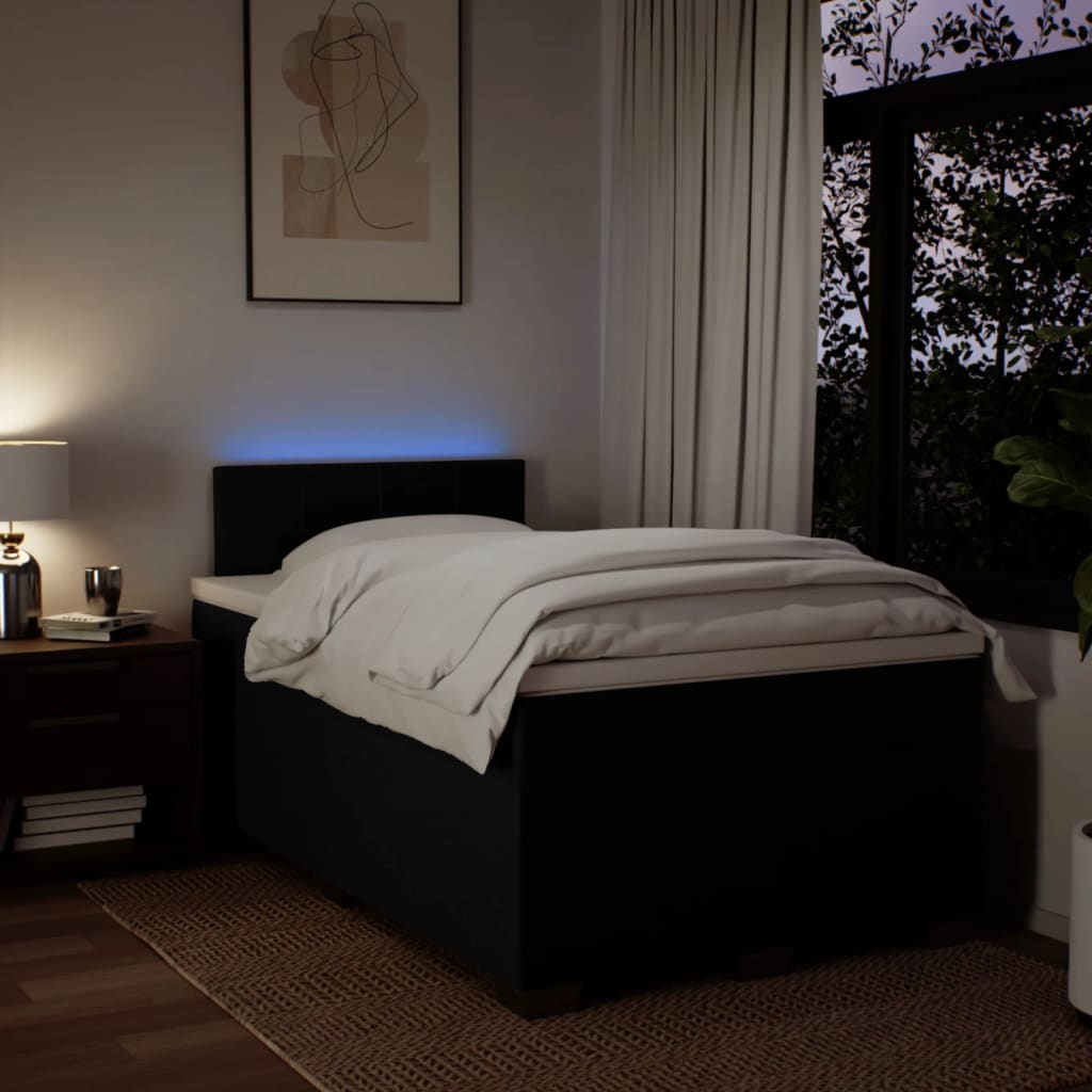 Κρεβάτι Boxspring με Στρώμα Μαύρο 120x190 εκ. Υφασμάτινο - Pakobazaar