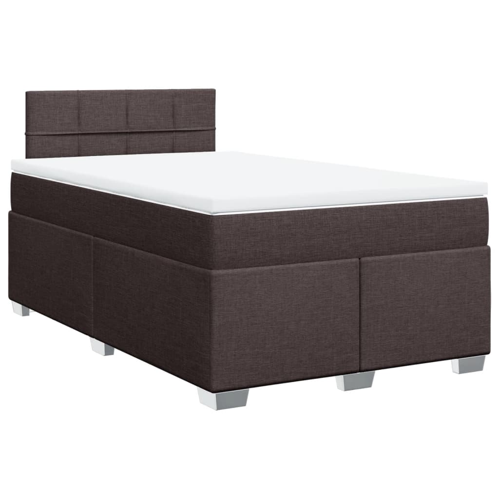Κρεβάτι Boxspring με Στρώμα Σκούρο Καφέ 120x190 εκ Υφασμάτινο