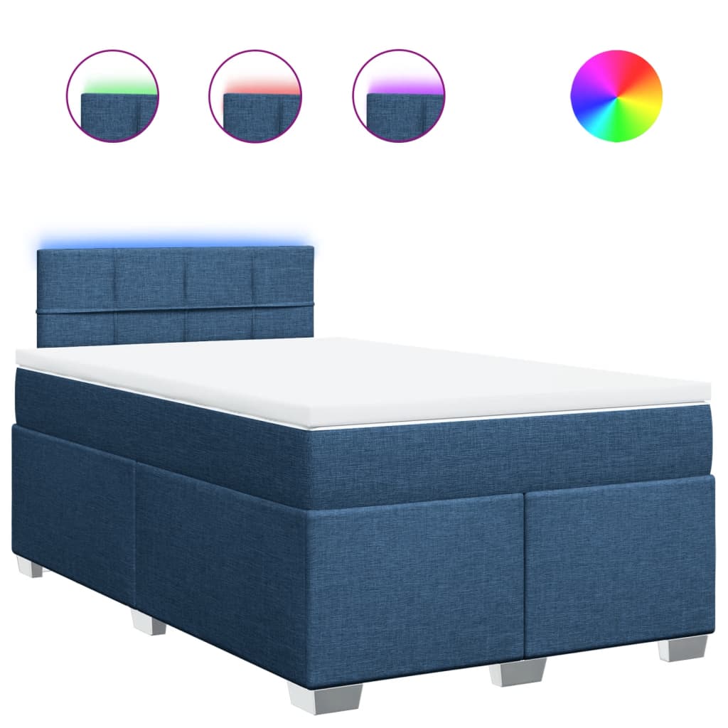Κρεβάτι Boxspring με Στρώμα Μπλε 120x190 εκ. Υφασμάτινο - Pakobazaar