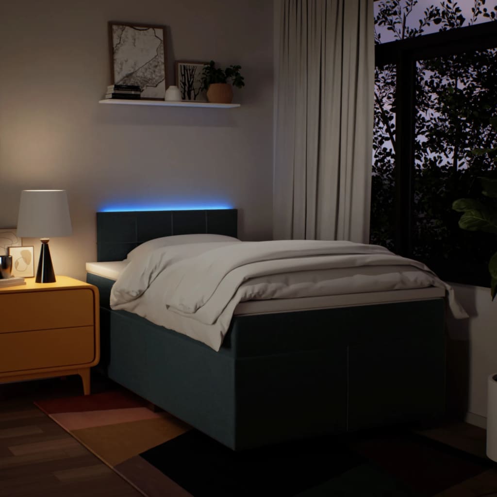 Κρεβάτι Boxspring με Στρώμα Μπλε 120x190 εκ. Υφασμάτινο - Pakobazaar