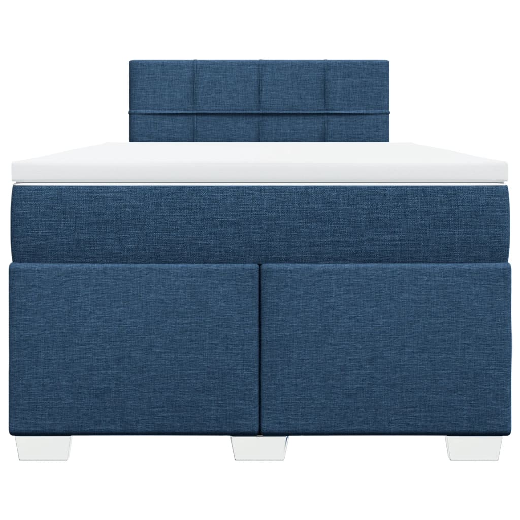 Κρεβάτι Boxspring με Στρώμα Μπλε 120x190 εκ. Υφασμάτινο - Pakobazaar