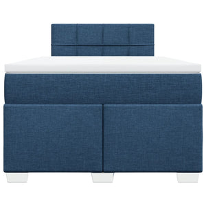 Κρεβάτι Boxspring με Στρώμα Μπλε 120x190 εκ. Υφασμάτινο - Pakobazaar