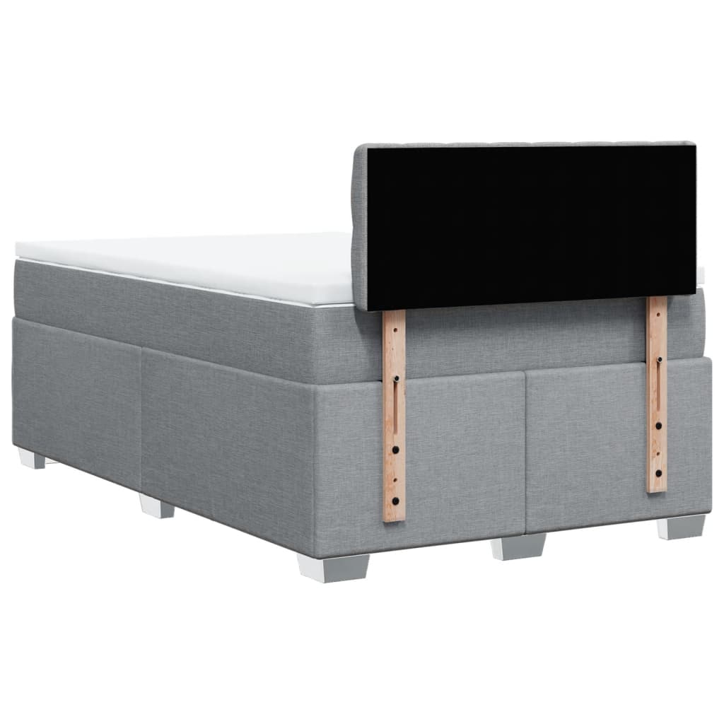 Κρεβάτι Boxspring με Στρώμα Ανοιχτό Γκρι 120x190 εκ. Υφασμάτινο