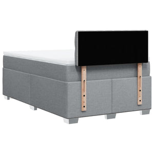 Κρεβάτι Boxspring με Στρώμα Ανοιχτό Γκρι 120x190 εκ. Υφασμάτινο