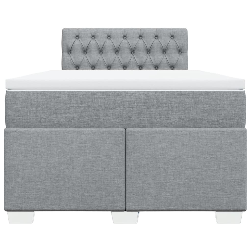 Κρεβάτι Boxspring με Στρώμα Ανοιχτό Γκρι 120x190 εκ. Υφασμάτινο
