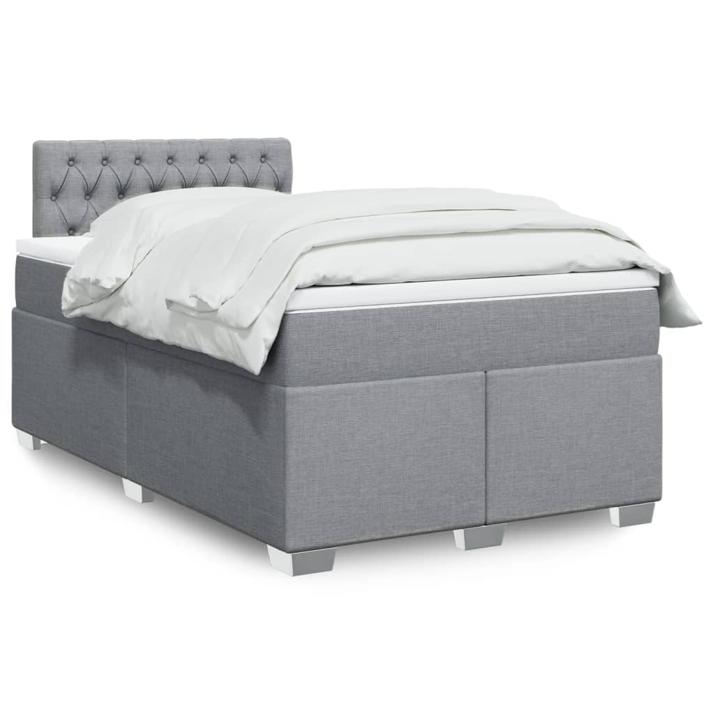 Κρεβάτι Boxspring με Στρώμα Ανοιχτό Γκρι 120x190 εκ. Υφασμάτινο