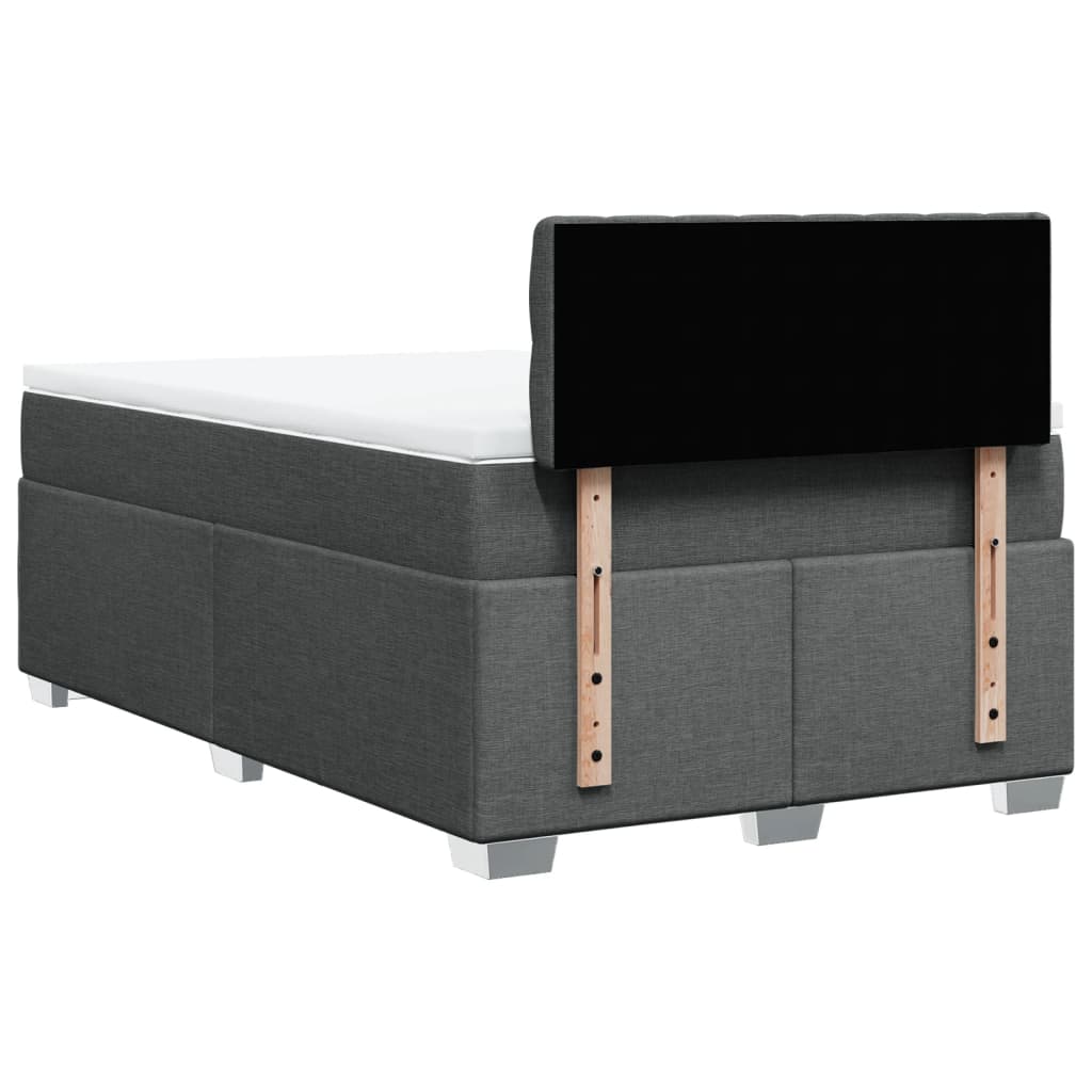 Κρεβάτι Boxspring με Στρώμα Σκούρο Γκρι 120x190 εκ Υφασμάτινο - Pakobazaar