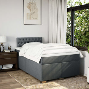 Κρεβάτι Boxspring με Στρώμα Σκούρο Γκρι 120x190 εκ Υφασμάτινο - Pakobazaar