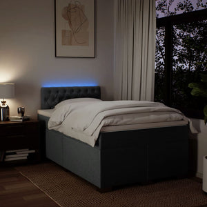 Κρεβάτι Boxspring με Στρώμα Σκούρο Γκρι 120x190 εκ Υφασμάτινο - Pakobazaar