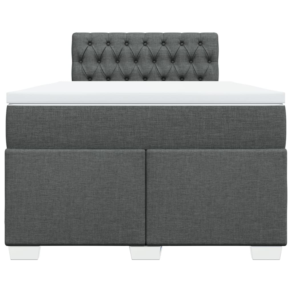 Κρεβάτι Boxspring με Στρώμα Σκούρο Γκρι 120x190 εκ Υφασμάτινο - Pakobazaar