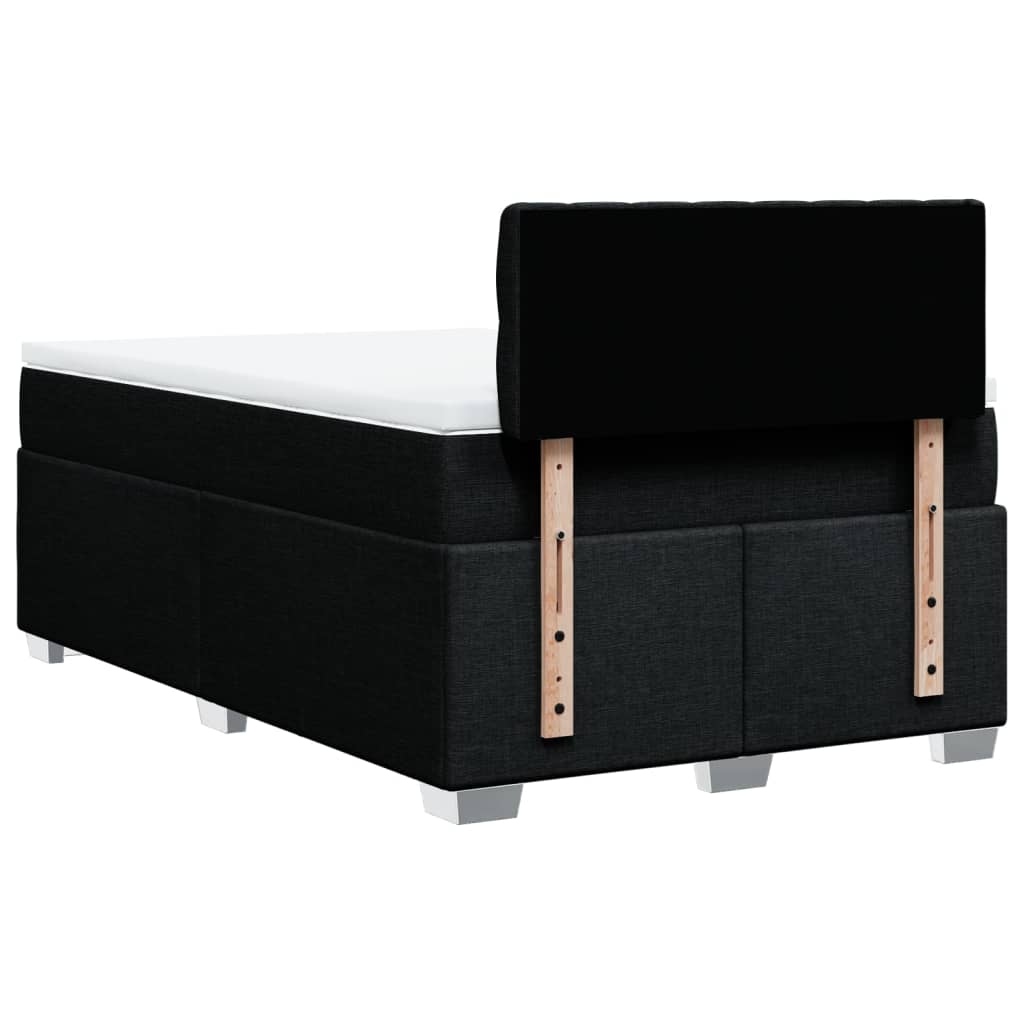 Κρεβάτι Boxspring με Στρώμα Μαύρο 120x190 εκ. Υφασμάτινο - Pakobazaar