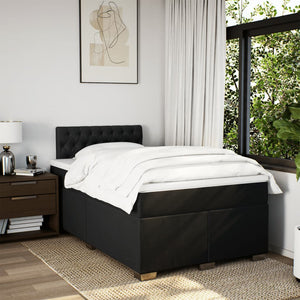 Κρεβάτι Boxspring με Στρώμα Μαύρο 120x190 εκ. Υφασμάτινο - Pakobazaar