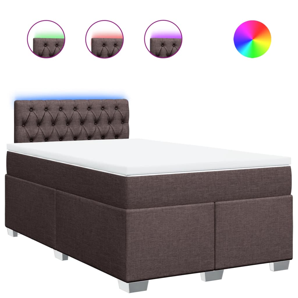 Κρεβάτι Boxspring με Στρώμα Σκούρο Καφέ 120x190 εκ Υφασμάτινο - Pakobazaar