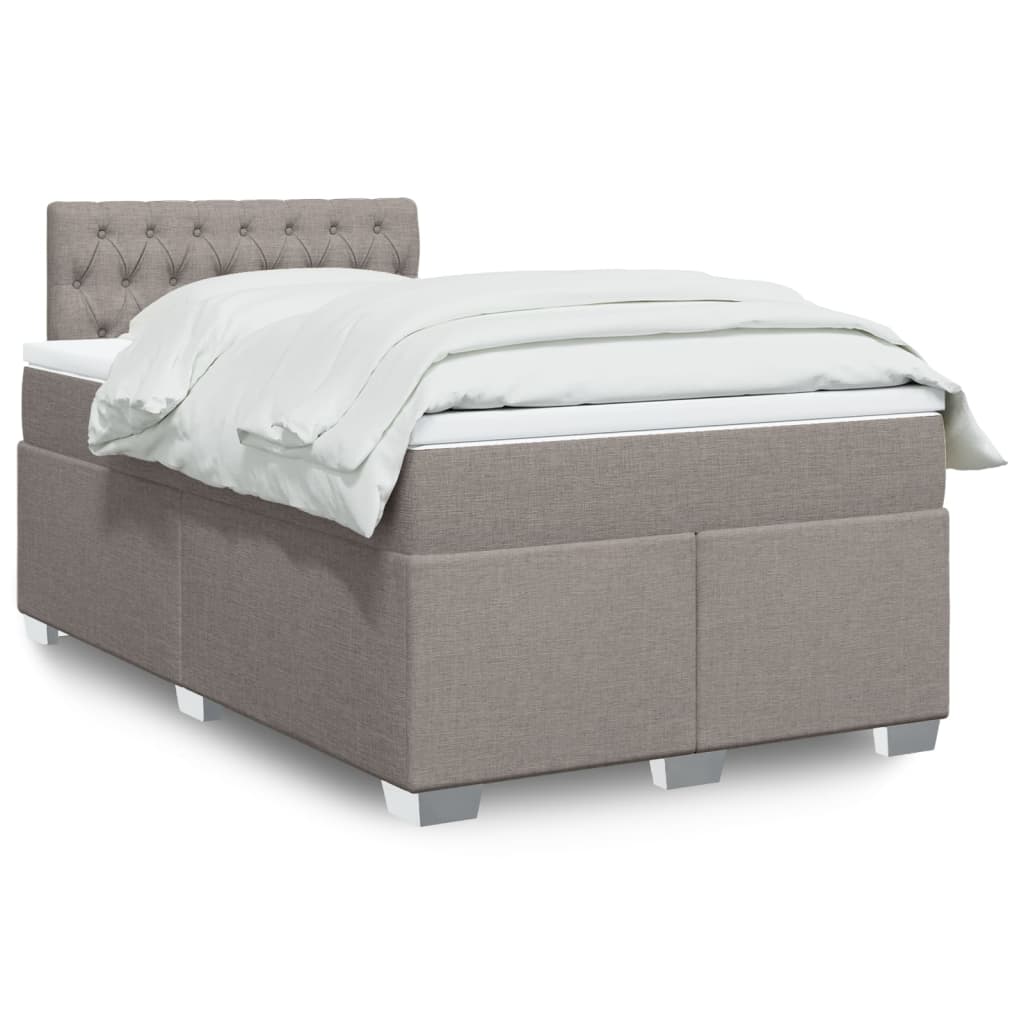Κρεβάτι Boxspring με Στρώμα Taupe 120x190 εκ. Υφασμάτινο - Pakobazaar