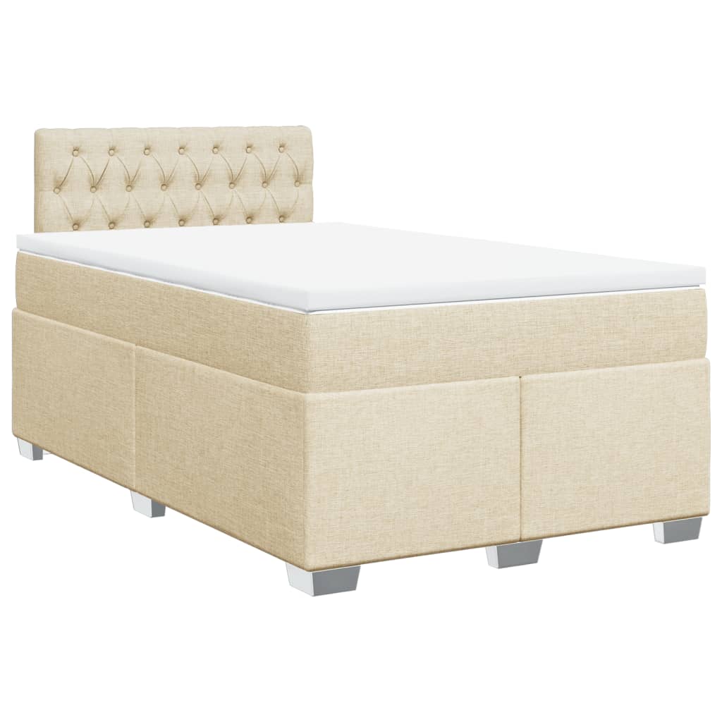 Κρεβάτι Boxspring με Στρώμα Κρεμ 120x190 εκ. Υφασμάτινο - Pakobazaar