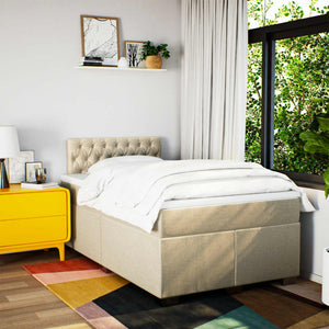 Κρεβάτι Boxspring με Στρώμα Κρεμ 120x190 εκ. Υφασμάτινο - Pakobazaar