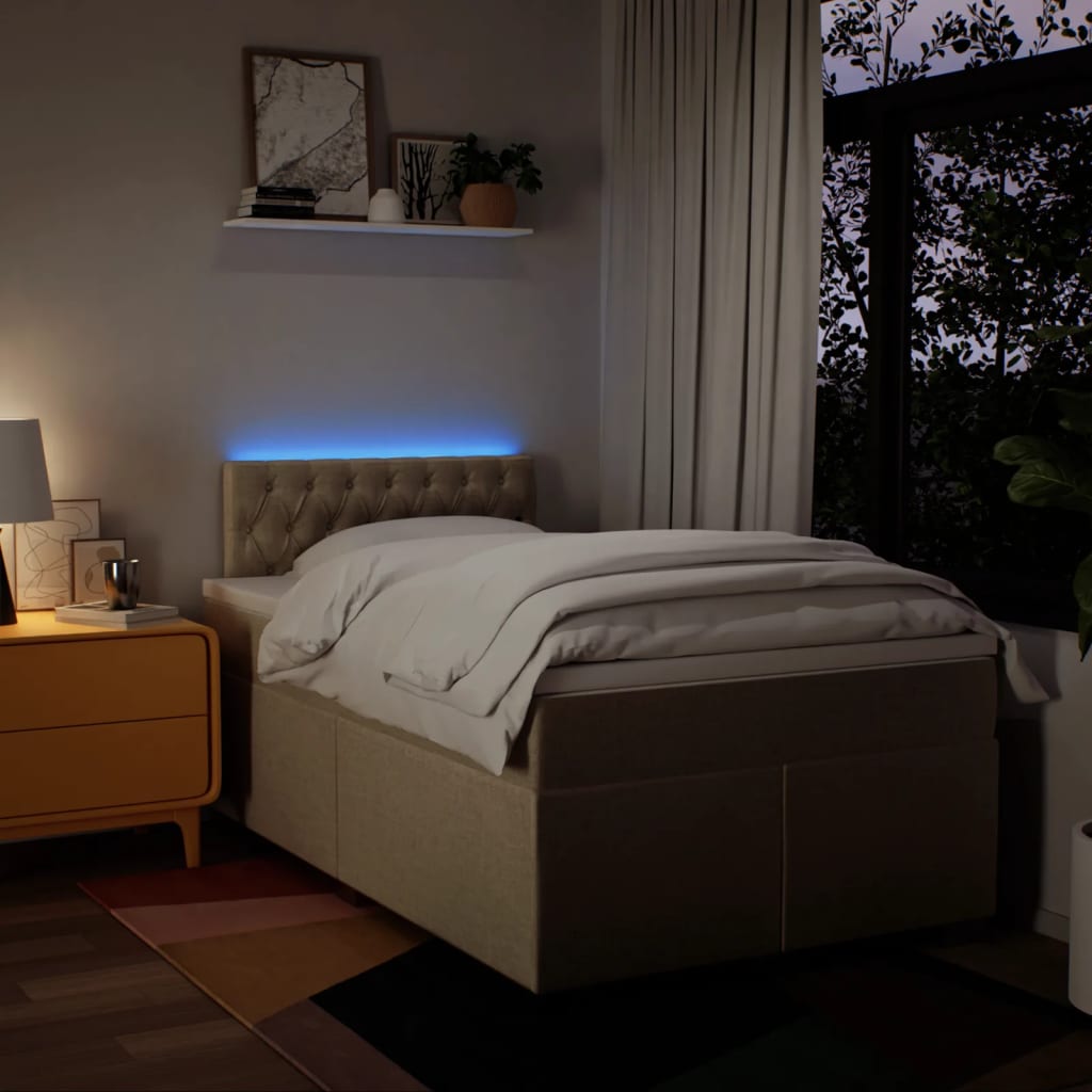 Κρεβάτι Boxspring με Στρώμα Κρεμ 120x190 εκ. Υφασμάτινο - Pakobazaar