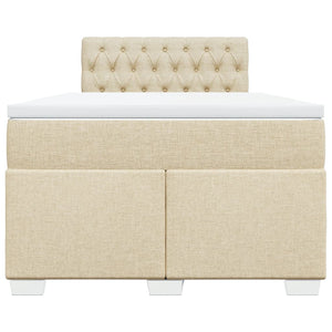 Κρεβάτι Boxspring με Στρώμα Κρεμ 120x190 εκ. Υφασμάτινο - Pakobazaar