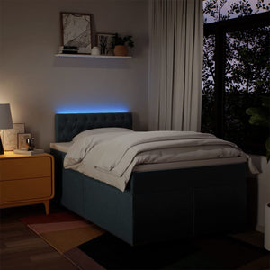 Κρεβάτι Boxspring με Στρώμα Μπλε 120x190 εκ. Υφασμάτινο - Pakobazaar