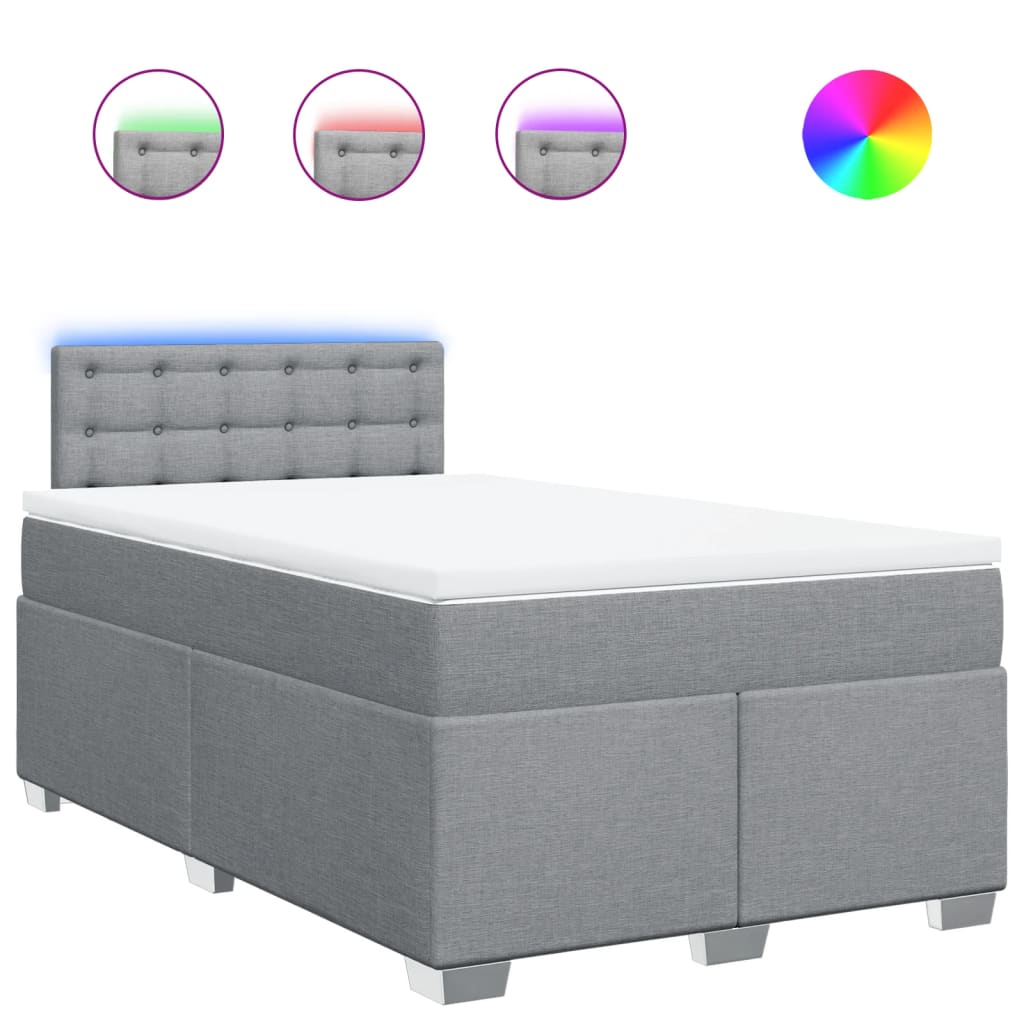 Κρεβάτι Boxspring με Στρώμα Ανοιχτό Γκρι 120x190 εκ. Υφασμάτινο