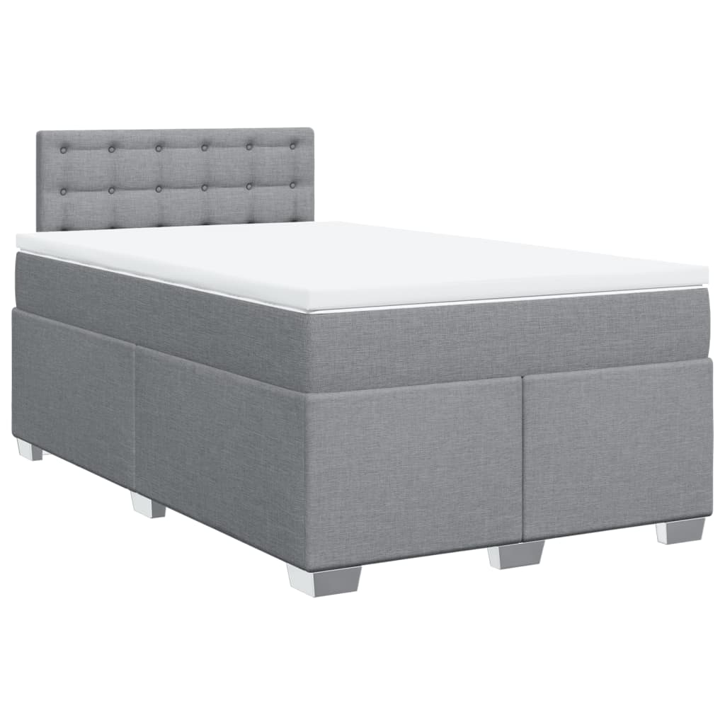 Κρεβάτι Boxspring με Στρώμα Ανοιχτό Γκρι 120x190 εκ. Υφασμάτινο